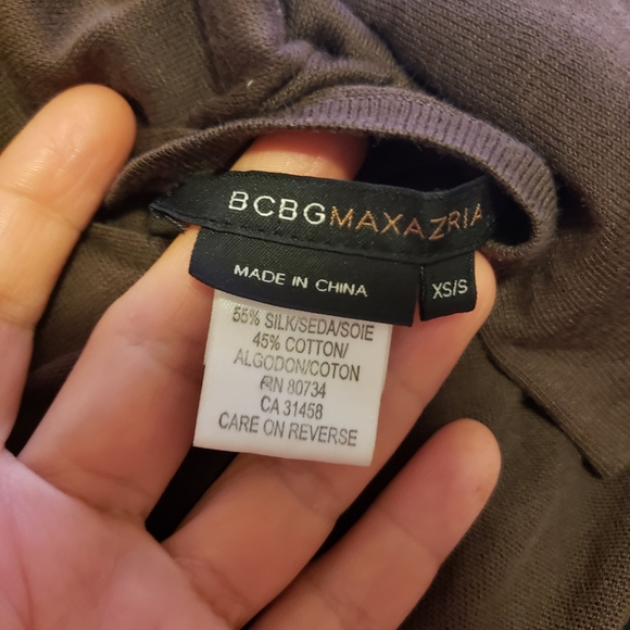 BCBG MAXAZRIA Brown Silk Cotton Tie Wrap Cardigan - Picture 14 of 14